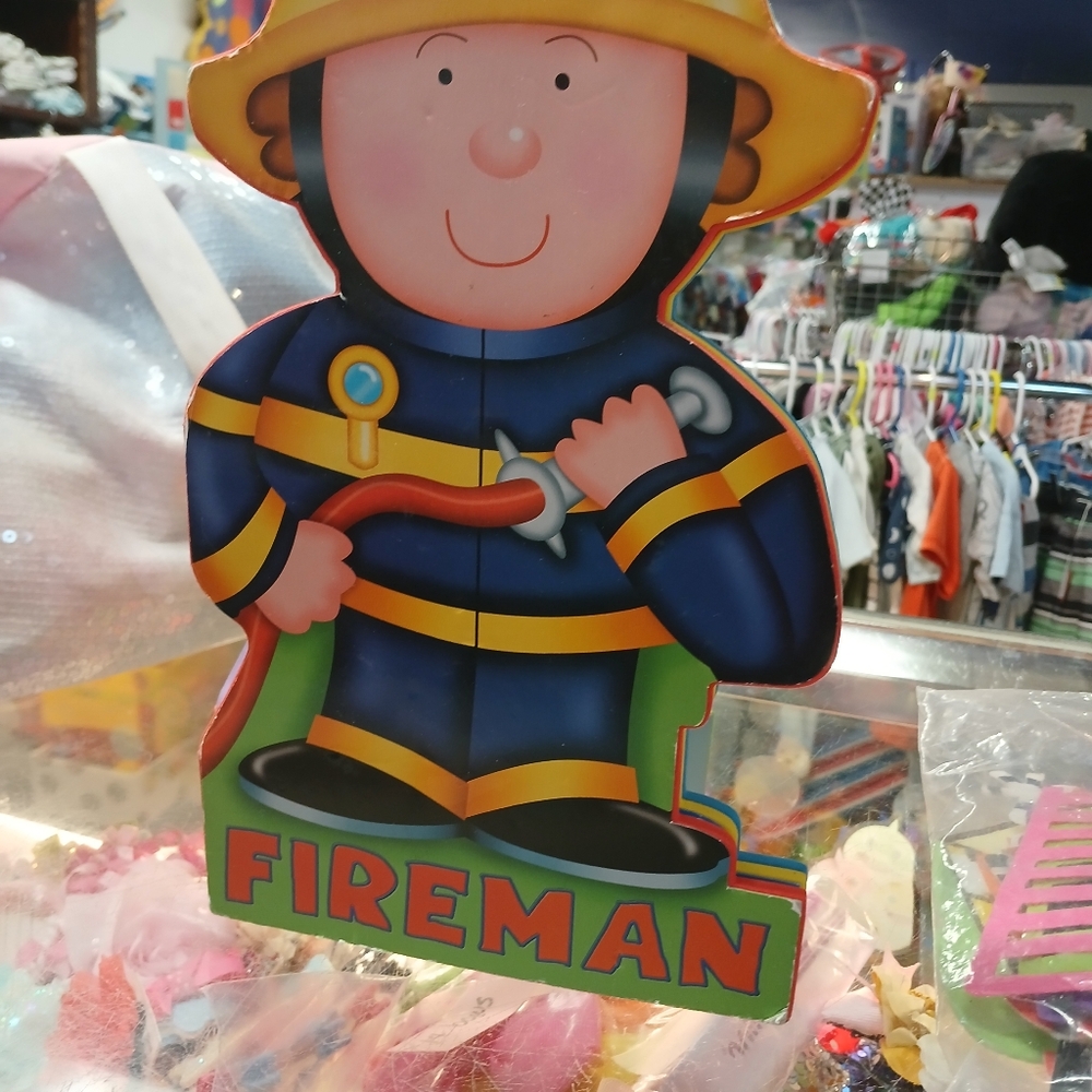 Fireman book and felt firetruck and man